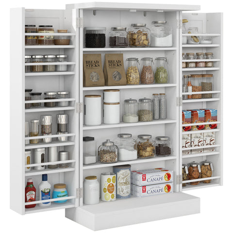 Rootz Kitchen Cabinet - Pantry Furniture - Storage Cupboard - 2 Doors, 17 Shelves Total - Tilt Protection - 60L x 30B x 104H cm