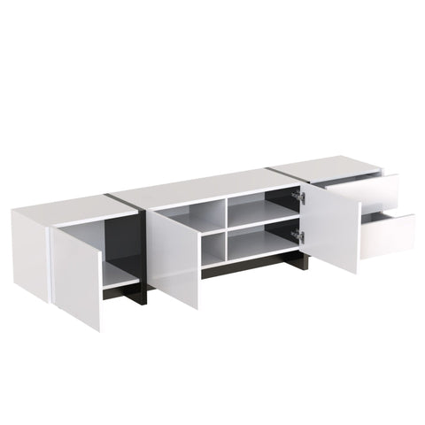 Rootz High Gloss TV Cabinet - Media Stand - Entertainment Unit - Ample Storage - 190L x 35W x 45H cm