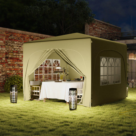 Rootz 3x3m Pop-Up Garden Tent - Outdoor Gazebo - Party Tent - UPF50+ Protection - 300cm x 300cm x 273cm