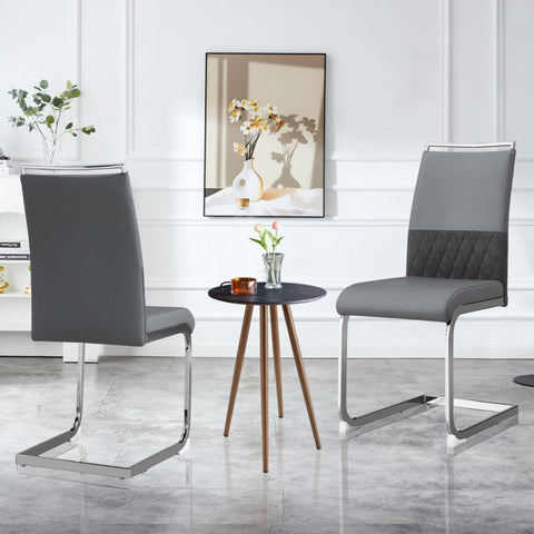 Rootz 4 Piece Modern Dining Chairs Set - Ergonomic Seats - Faux Leather - Optimal Comfort - 42L x 45W x 95H cm