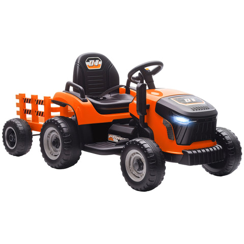Rootz Electric Children's Tractor - Ride-On Toy - Remote Control Tractor - Soft Start Safety - 139cm x 58cm x 55cm - Ages 3-8 - Orange