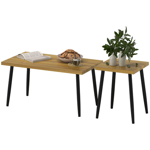 Rootz 2-Set Coffee Table - Side Table - Flexibility Table - Modern Design - 90x50x45cm (Large), 40x40x50cm (Small)
