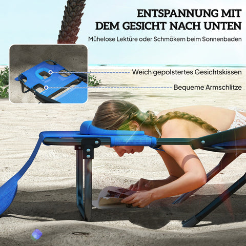 Rootz Sun Lounger - Garden Loungers - Relax Lounger - Weather-Resistant and Foldable - 194cm x 72cm x 31cm - Black + Dark Blue