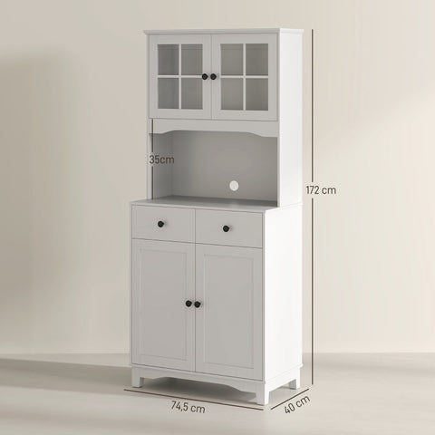 Rootz Display Cabinet - Hallway Cabinet - Kitchen Organizer - Adjustable Shelves - 74.5W x 40D x 172H cm