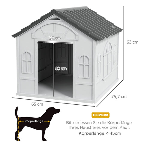 Rootz Dog Kennel - Outdoor Shelter - Weatherproof House - Durable Plastic - 65 x 75.7 x 63 cm - Optimal Comfort & Safety