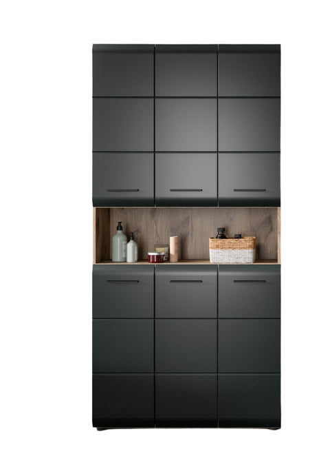 Rootz Multi-Purpose Cabinet - Storage Unit - Organizer - High-Quality MDF - 90x185x30 cm - Black and Brown