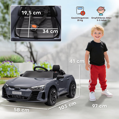 Rootz Children's Electric Car - Ride-On Car - Toddler Vehicle - Safety Belt - 103cm x 58cm x 41cm - Grey
