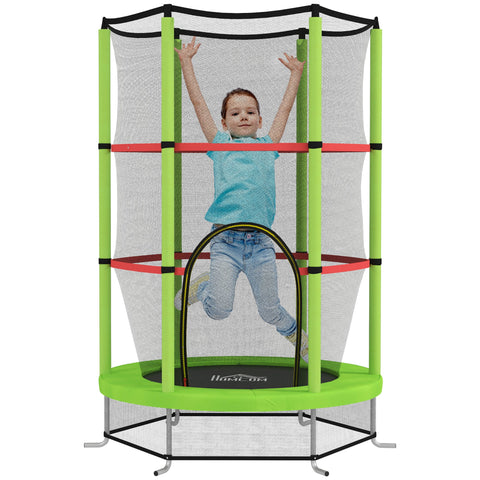 Rootz Children's Trampoline - Safety Network - Zipping Door - Enhances Coordination - Ø 1.40 x 1.90h m - Green
