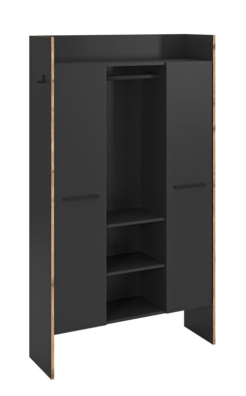 Rootz Wardrobe - Clothes Storage - Organizer - Modern Style - Black - 105x189x37cm
