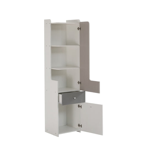 Rootz Tall Bookcase for Teenagers - Storage Shelf - L-Shaped Door - Space-Saving Design - 45x40x184 cm - White