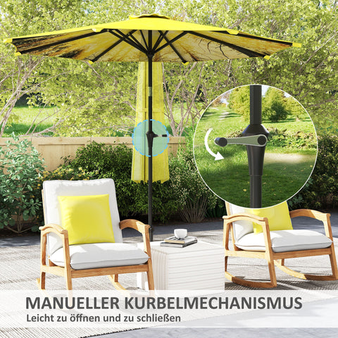 Rootz Parasol Ø294cm - Garden Umbrella - Outdoor Canopy - Easy Tilt & Crank - 180 GSM Polyester - 294cm x 247cm