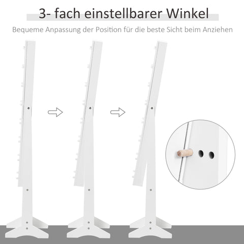 Rootz LED Jewelry Cabinet with Mirror - Stand Mirror - Adjustable Mirror - Warm LED Lighting - 136cm x 36cm x 30cm