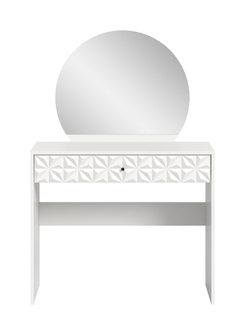 Rootz Dressing Table - Vanity Desk - Makeup Table - High-Quality MDF - 90x133x39 cm - Elegant White Melamine Finish