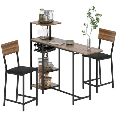 Rootz 3-Part Bar Table Set - Pub Table - High Top Table - Wine Storage - 110-140cm x 40cm x 116cm