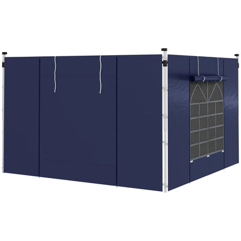 Rootz Gazebo - Side Panels - 2 Pack Sides Replacement - Pop Up Gazebo - With Windows And Doors - Blue - 295W x 195H cm