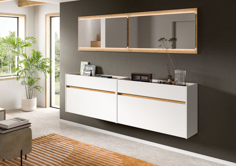 Rootz 4-Piece Wardrobe Set - Storage Solution - Organizer Set - LED Lighting - 192x220x32cm - White and Brown