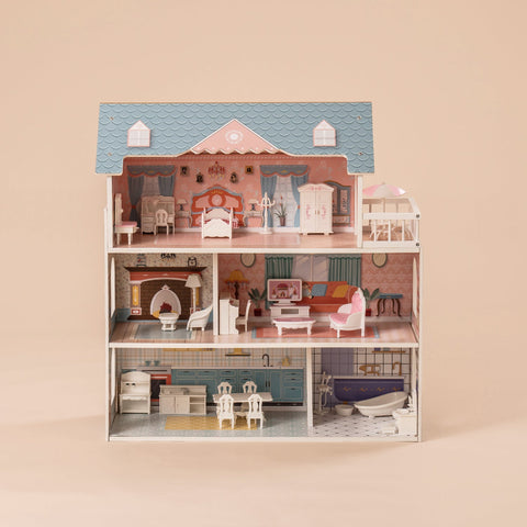 Rootz Wooden Dollhouse for Kids Girls - Princess House - Pretend Play Toy - Encourages Creative Imagination - Endless Hours of Fun - 76 x 38 x 114 cm - Solid Wood