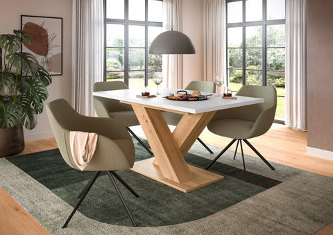 Rootz Extendable Dining Table - White and Brown- Artisan Imitation - Space Saving - 150-190cm x 76cm x 80cm