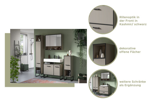 Rootz 2 Piece Bathroom Vanity Set - Washbasin Base & Mirror Cabinet - Space-Saving - Easy-Care Surface - 80x192x36 cm