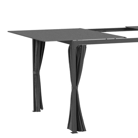 Rootz Pergola - Gazebo - 4 Curtains - 1 Retractable Roof - Sun Shade - Gray - 345cm x 295cm x 215cm