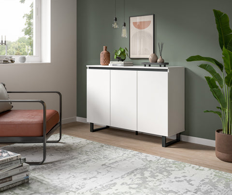 Rootz Sideboard - Storage Cabinet - Buffet Table - Easy-Care Surfaces - 120cm x 84cm x 36cm