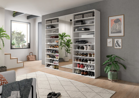 Rootz Wardrobe Combination - Closet Ensemble - Storage Solution - High Gloss Finish - Easy Installation - 222cm x 191cm x 37cm