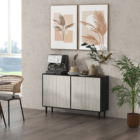 Rootz Kitchen Buffet Storage Furniture - Sideboard - Cabinet - Adjustable Shelves - 121cm x 37cm x 75cm - Modern Design