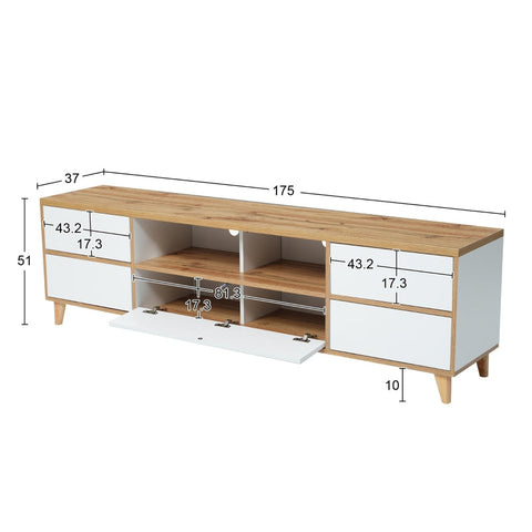 Rootz Modern TV Stand - Media Console - Storage Cabinet - Stylish & Functional - 175cm x 37cm x 51cm
