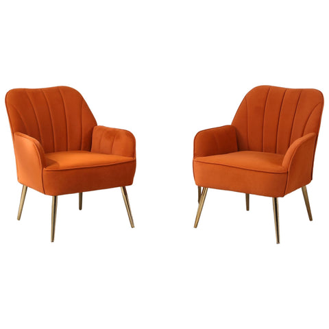Rootz Velvet Optics Chair Set - Ergonomic Seats - Leisure Chairs - Ultimate Comfort - 64cm x 72.8cm x 77.9cm - Orange