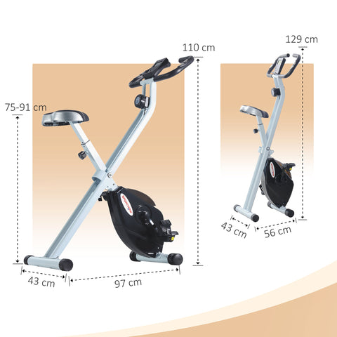 Rootz Foldable Home Exercise Bike - Stationary Bike - Indoor Cycling Bike - Quiet Magnetic Resistance - 97cm x 43cm x 110cm