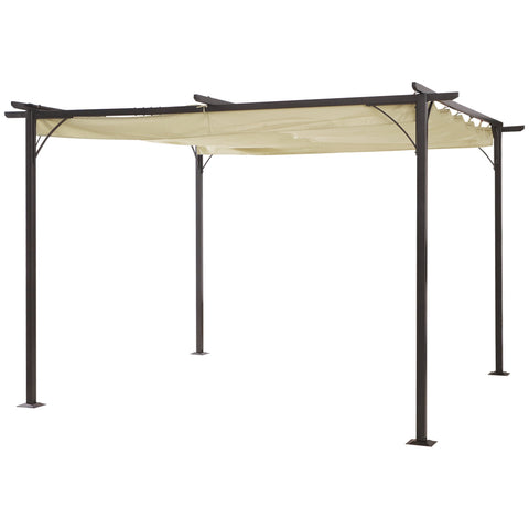Rootz Retractable Pergola - Outdoor Shade Structure - Sun Shelter - Waterproof Polyester Cover - 3.5m x 3.5m x 2.3m