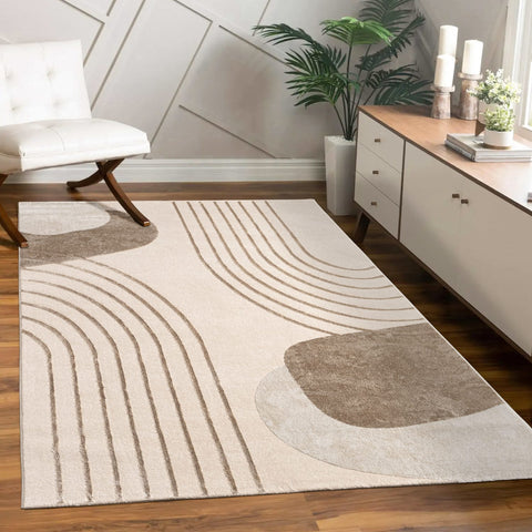 Geometric & Botanical Pattern Rug – Modern – Durable – Soft Short Pile