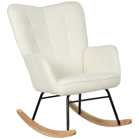 Rootz Rocking Chair Fleece Look - Ergonomic Armchair - Relaxing Chair - Supports Body - 98D x 71W x 101H cm