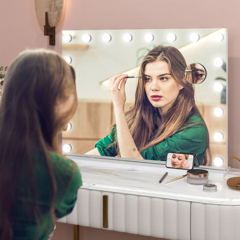 Rootz LED Make-Up Mirror - Vanity Mirror - Illuminated Mirror - USB Charging - 80cm x 62cm