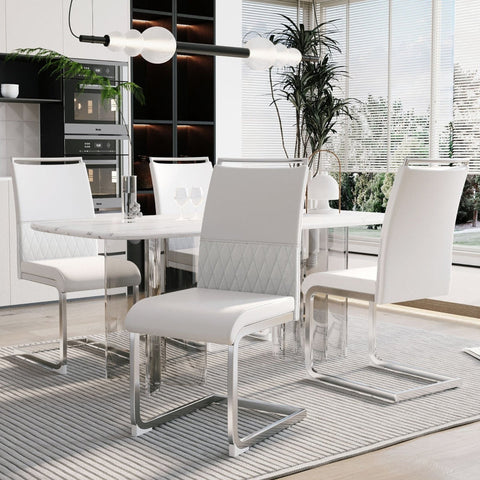 Rootz Dining Chairs Set - Modern Seating - Faux Leather - Comfort Support - 42L x 45W x 95H cm - Water-Repellent Finish