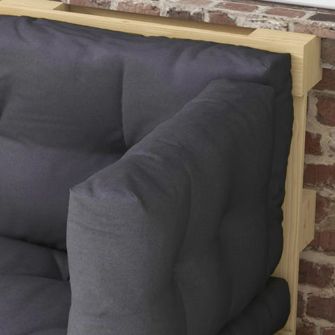 Rootz Tuinzitkussens - Tuinmeubelen - Weerbestendig - Knoopstiksels - Rugkussen - Zijkussen - Polyester - Donkergrijs - 120cm x 80cm x 12cm