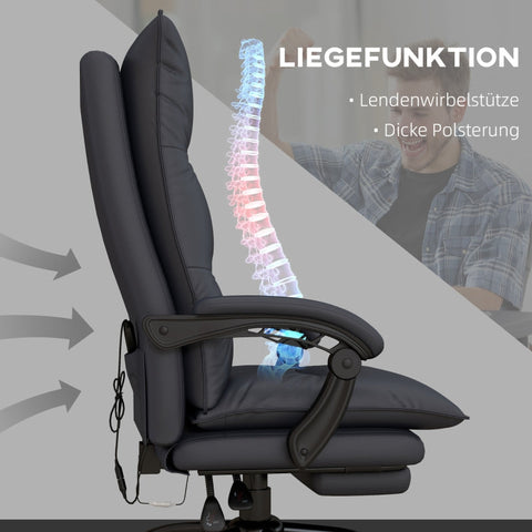 Rootz Massage Office Chair - Ergonomic Computer Chair - Vibration Massage - Heated Lumbar Support - 66cm x 74cm x 114-121.5cm
