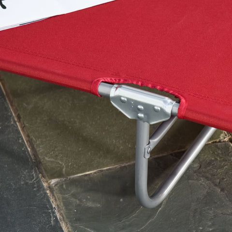 Rootz Sun Lounger - Foldable Recliner - Garden Chaise - Adjustable Comfort - 180cm x 55cm x 24cm - Red