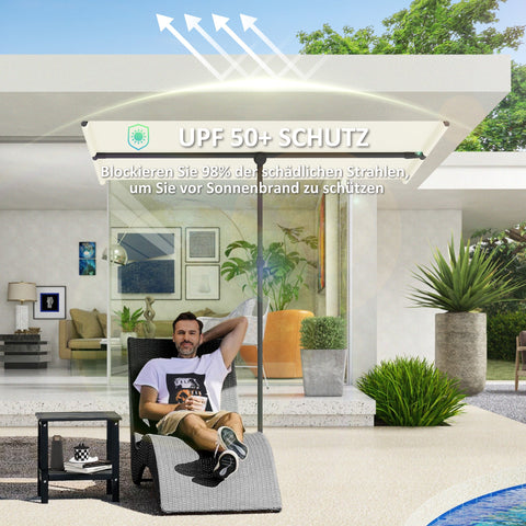 Rootz Parasol - Rotating Sunshade - Adjustable Garden Screen - UV Protection UPF 50+ - 150x205cm White and Black