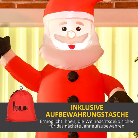 Rootz Inflatable Santa Claus with Chimney - Christmas Decoration - LED Lighted Santa - Festive Glow - Easy Setup - Weather-Resistant - 80cm x 70cm x 210cm