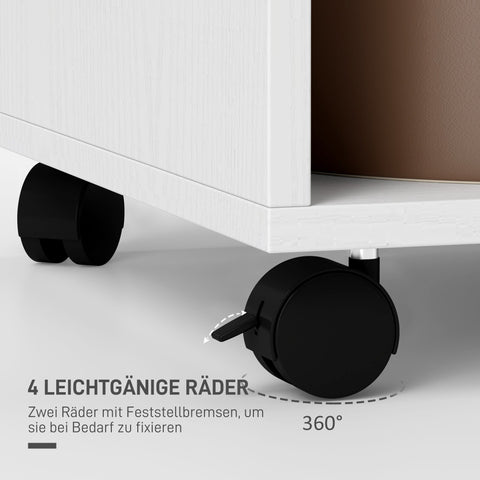 Rootz Mobile Wardrobe - Clothes Storage Organizer - White Closet - Easy Mobility - 60cm x 40cm x 127cm