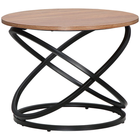 Rootz Round Coffee Table - Industrial Design - Side Table - Elegant Touch - Black & Brown - Ø 60 x 46H cm
