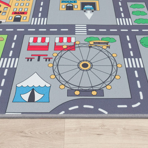 Children’s Play Rug – City Streets Design – Soft & Durable – Easy to Clean