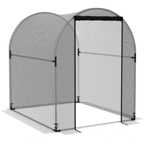 Rootz Plant Protection Net - Bird Protection - Garden Net - With Door And Sturdy Steel Frame - Black + Silver - 1.2x1.5x1.5m