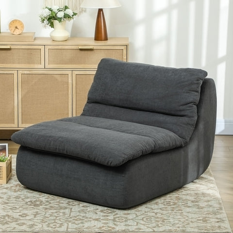 Rootz Grey Foam Floor Armchair - Lying Chair - Lounge Armchair - High-Density Comfort - 82cm x 103cm x 75cm