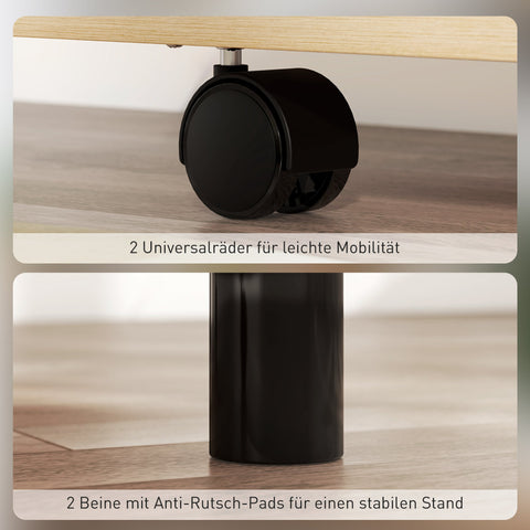 Rootz Rollable Panel Stand - Laptop Table - Standing Desk with Adjustable Wings - Brown Look - 126x37x136 cm - Enhances Workspace Efficiency