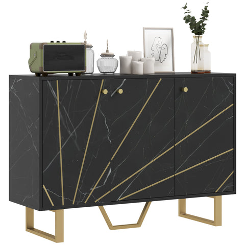 Rootz Storage Cabinet Sideboard - Living Room Cupboard - Adjustable Shelf - Elegant & Functional - 107x35x75cm