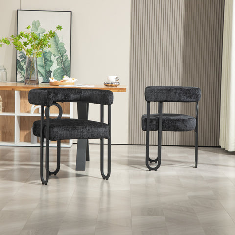Rootz Set of 2 Chenille Dining Chairs - Modern Seating - Stylish Upholstered - Maximum Comfort - 60L x 47W x 72H cm