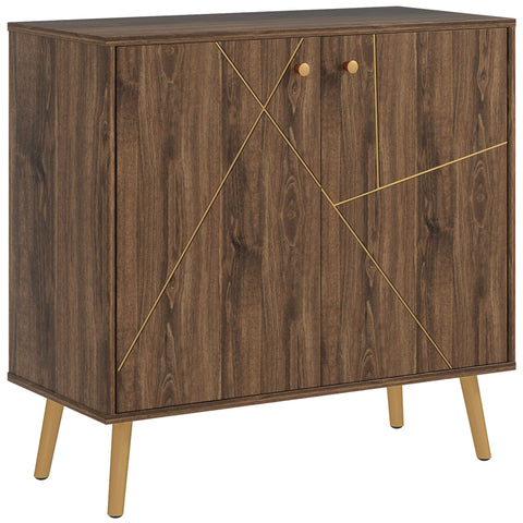 Rootz Buffet Living Room Storage Cabinet - Kitchen Storage - Adjustable Shelves - Golden Steel Legs - 80cm x 37cm x 77cm