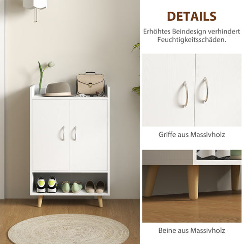 Rootz Shoe Cabinet - Shoe Rack - Shoe Chest - Modern Design, Space-Saving - 60cm x 30cm x 92cm - White